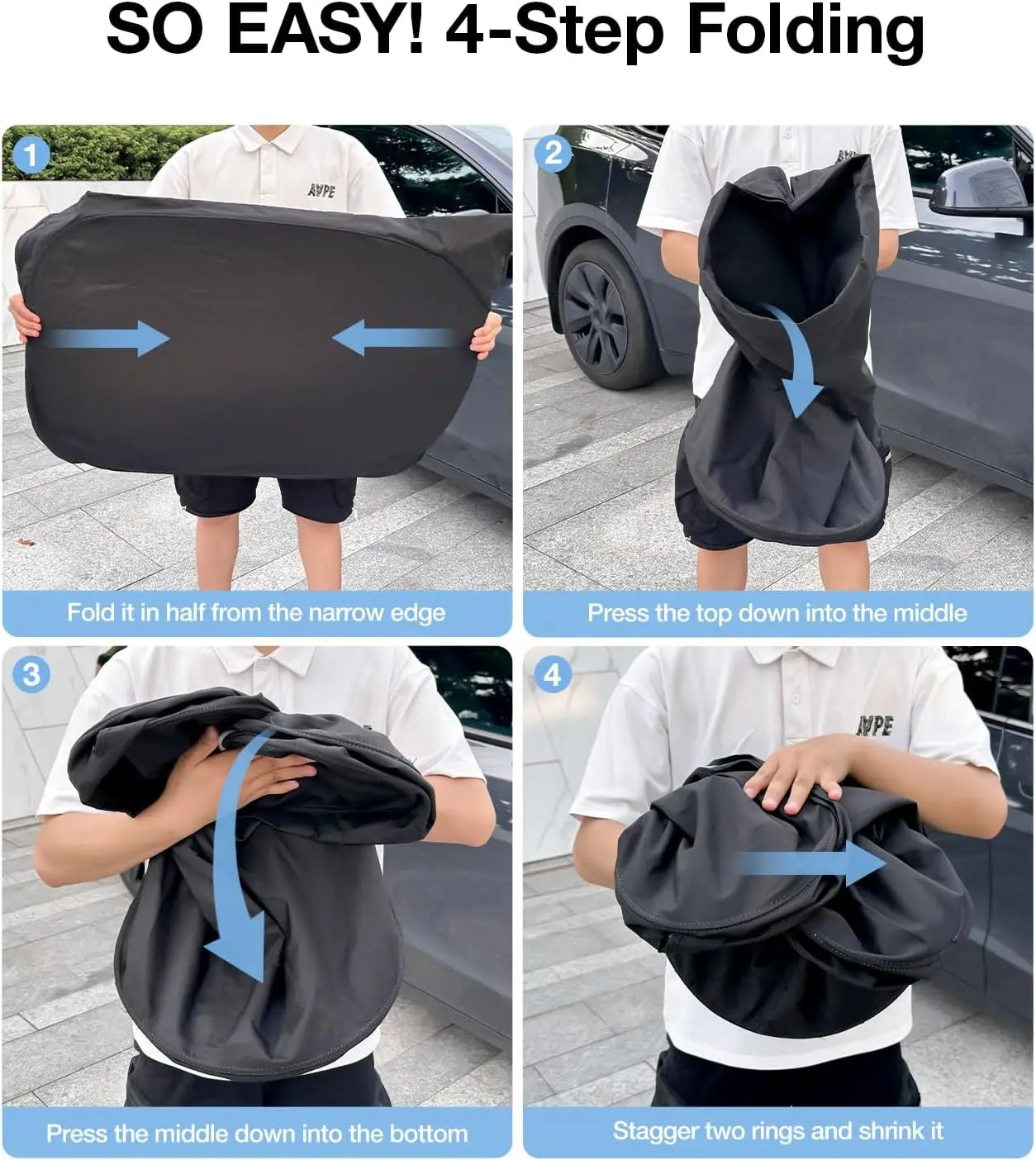 2025 For Tesla Model Y Juniper Model 3 Highland Windshield Sunshade Sun Blockage Foldable Heat Insulation Sunshade Storage Bag