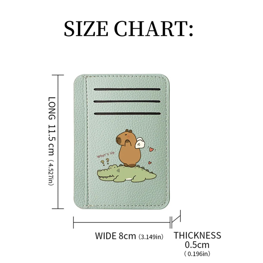 Women Ultra-thin Credit Card Holder PU Leather Multi Slot Cute Credit Card Bag