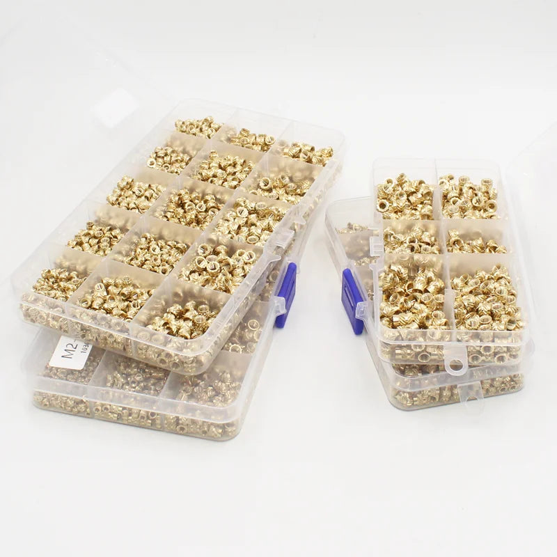 Brass Threaded Insert Nut Kit M2 M2.5 M3 M4 M5 M6 M8 Hot Melt Heat Knurled Embed Injection Copper Insertnut for 3D Print Plastic