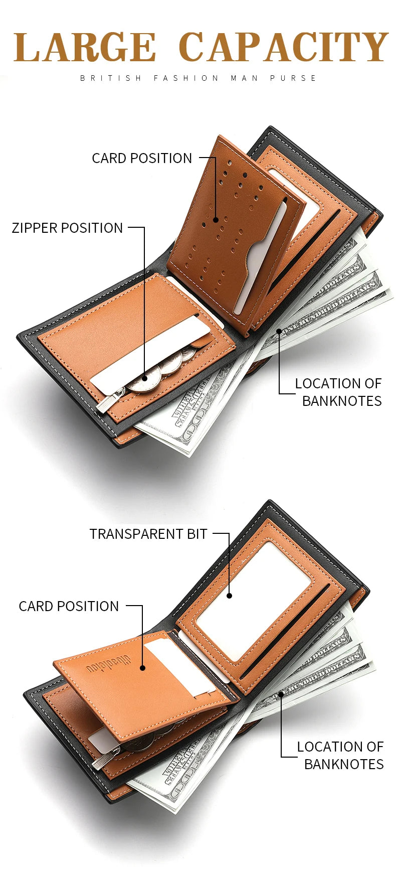 Men's PU Leather Wallets Are Fashionable And Personalized. They Are Perfect Gifts for Friends, Fathers or Boyfriends