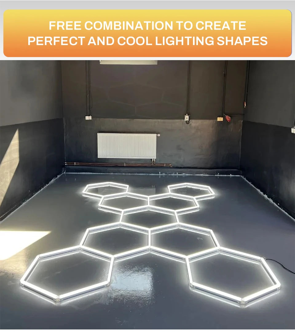 440mm Hexagonal Honeycomb LED Lamp 85-265V 6500K Ultra-bright And Energy-saving Gym Car Beauty Station Lamp