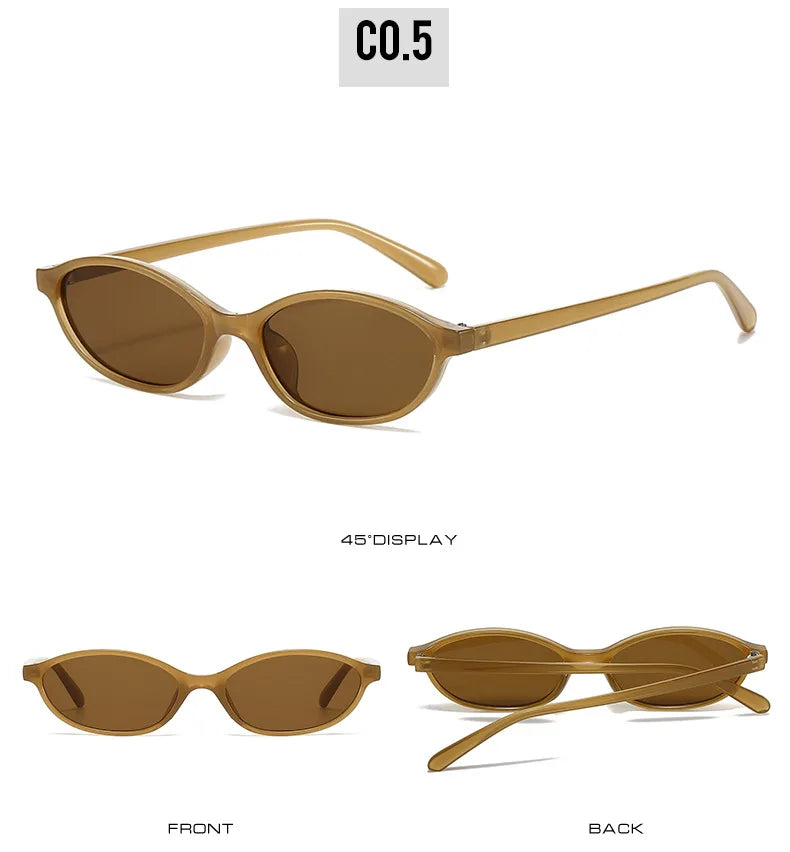 2024 Women's Leopard Brown Sunglasses Fashion Brand Small Frame Sun Glasses Ladies Retro Oval Eyewear Shade Oculus De Sol