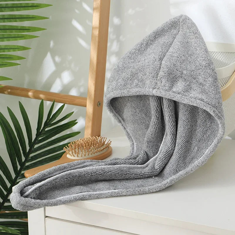 Bamboo Charcoal Fiber Hair Towels Bath Head Turban Wrap Quick Dry Anti-Frizz Hair Towels For Drying Hair Women Girls Bathroom