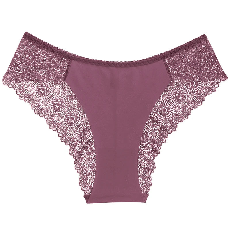TrowBridge 3PCS/Set Sweet Women's Panties Silk Satin Underwear Lace Sexy Lingerie Girls Breathable Briefs Soft Comfortable Panty