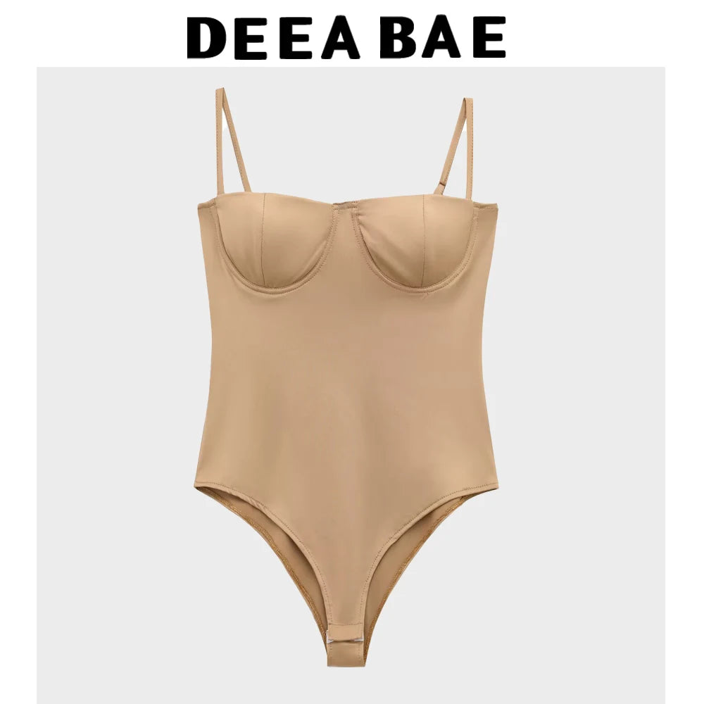 DEEABAE Spicy Girl with Chest Cushion Camisole Jumpsuit Women's New Style Of Sexy Tight Fitting Crotch TopTtrendy