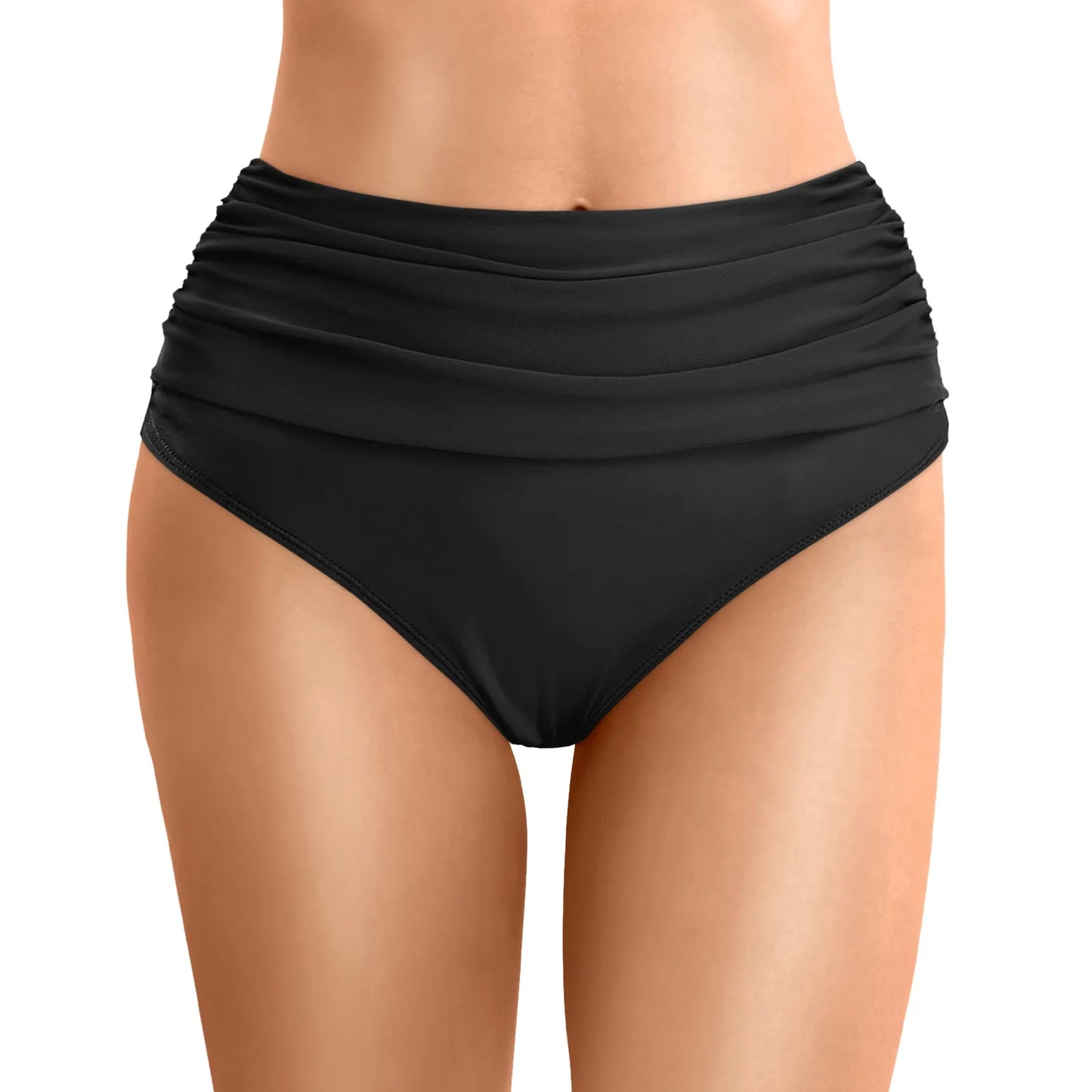 Women Plus Size High Waist Bikini Bottoms Swim Briefs Beach Shorts Ruched Bottom High Cut Swim Bottom Full Coverage Underwear