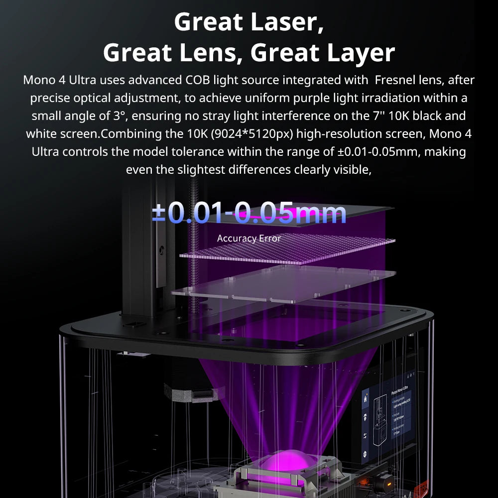 ANYCUBIC Photon Mono 4 Ultra V2 LCD 3D Printer 7" 10K UV Resin Printers High Speed 3D Printing Build Volume Size 153.4x87x165mm