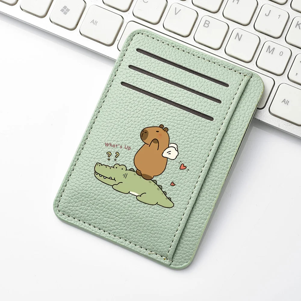 Women Ultra-thin Credit Card Holder PU Leather Multi Slot Cute Credit Card Bag
