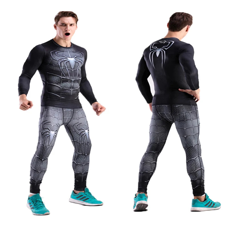 Rashguard Super T-Shirt Men's Long Sleeve Compression Tight Fitness Gym Sports Digital Printing Running Tracksuit Hero Jerseys