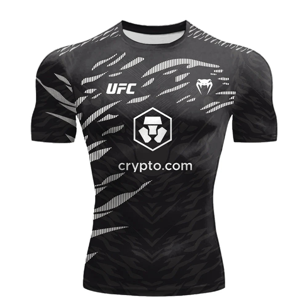 The 2025 summer new UFC T shirt European size large sized T shirt training suit workwear quick drying and breathable top