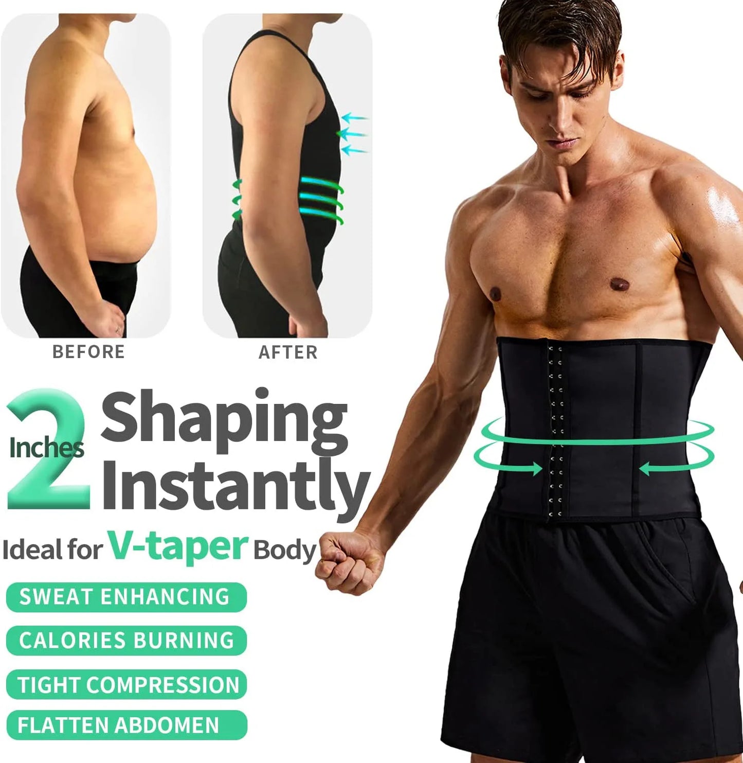 1pcs Men's Tummy Strap Silvering Sweating Breasted Sports Shaper Belt Waist Cinching And Waist Protection Fitness Waist Belt