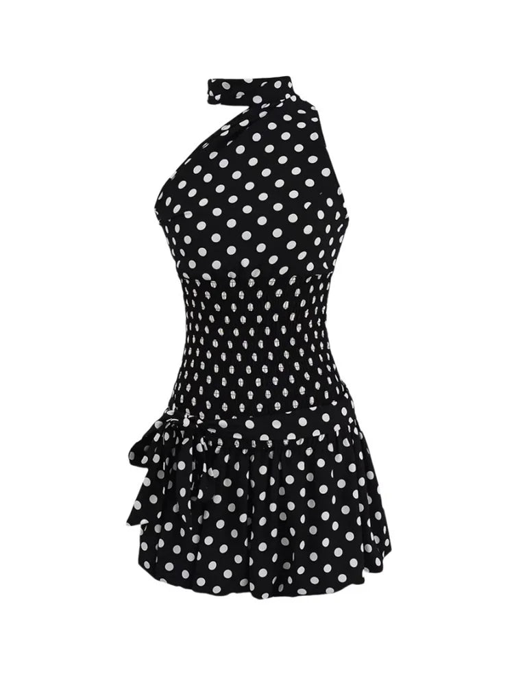 Tossy Tee Bow Lace-Up Backless Tank Top For Women Contrast Off-Shoulder Summer 2025 New Fashion Top Vest Ladies Bandage Tanks
