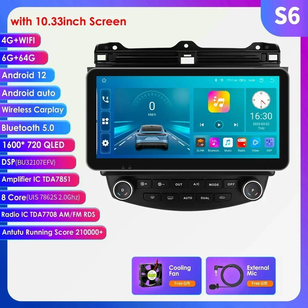 Carplay Android Car Radio For Honda ACCORD 7 2003-2007 Multimedia player GPS Navi Stereo 7862 Autoradio 2din Diesel screen 4G BT
