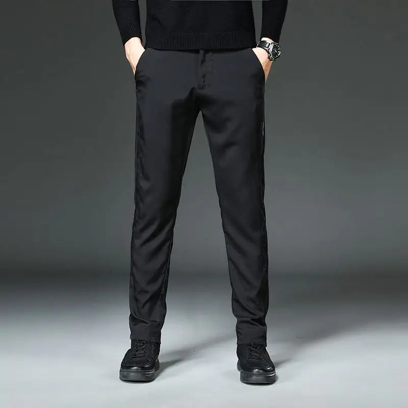 Men Slight Strech Breathable Casual Pants Male Korean Style Quick Drying Slacks Pants Chic Comfortable Formal Trousers