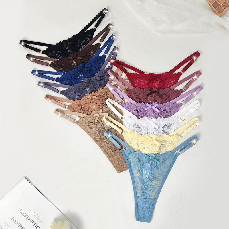 12pcs/Set Low Rise Sexy Women's G-string Breathable Comfortable Female Lingerie Erotic Elegant Lady Thongs Underwear Panties