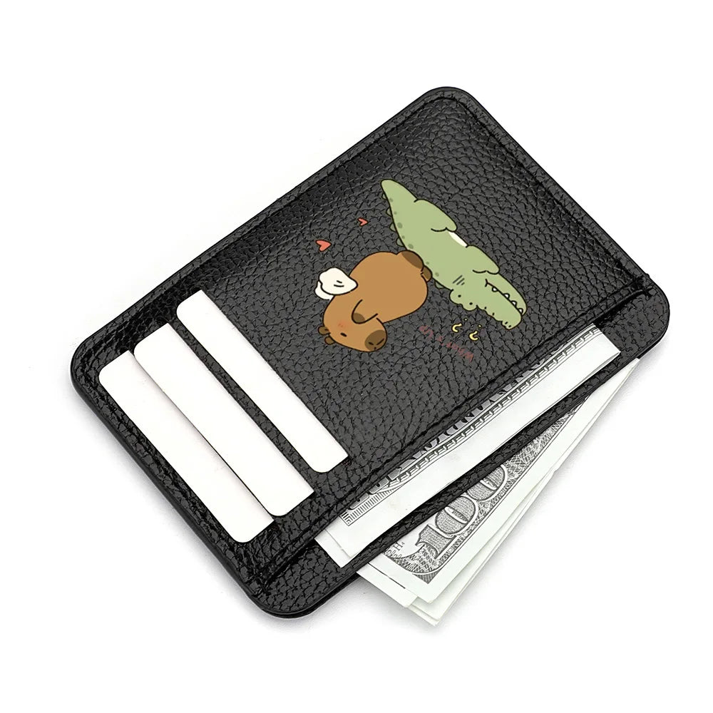 Women Ultra-thin Credit Card Holder PU Leather Multi Slot Cute Credit Card Bag