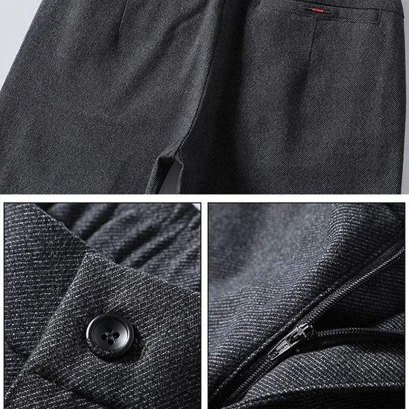 New Men Classics Business Pants Male Cotton Stretch Ankle Length Pants Slacks Skinny Straight Leg Trousers