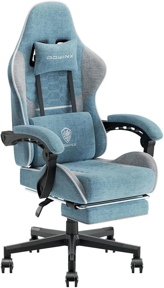 Dowinx Gaming Chair Fabric with Pocket Spring Cushion,Game Chair Cloth with Headrest, Ergonomic Computer Chair with Footrest