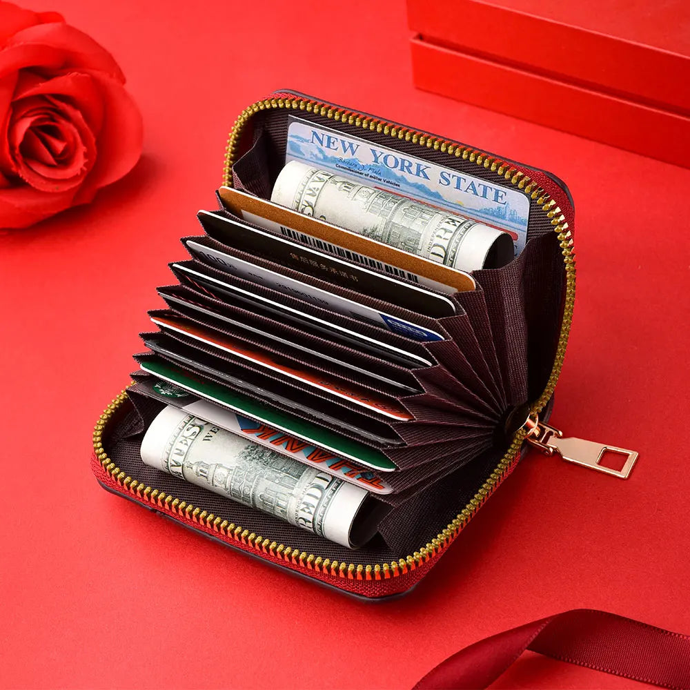New Women's Small Wallet Premium Sense Personality Lady Credit Card Holder Fashion Multi-Slot Zipper Credit Card Wallet Women's