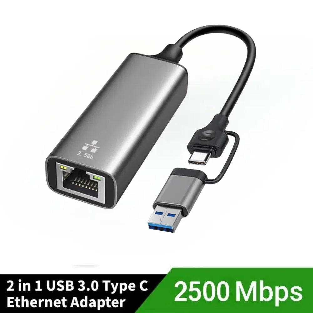 5Gbps USB 3.2 Type C Ethernet Adapter RJ45 Network Card for Windows 11 PC/Laptop USB-C RTL8157 Chip Converter Lan Internet Cable