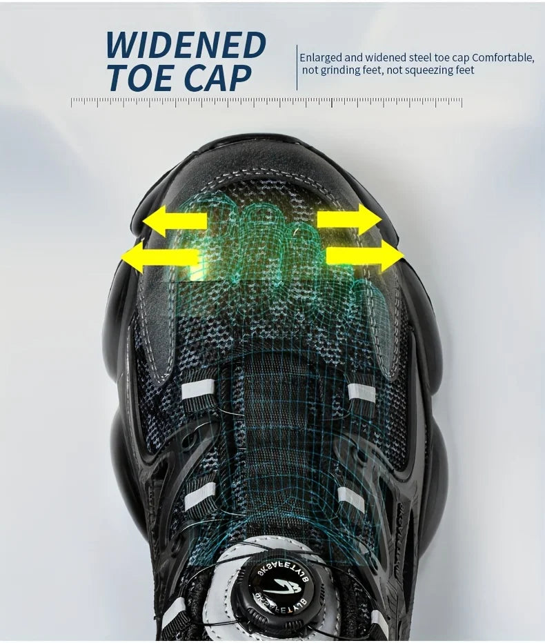 Rotating Button Safety Shoes Men Steel Toe Sneaker Air Cushion Work Shoes Man Puncture Proof Work Safety Boots Protective Shoes