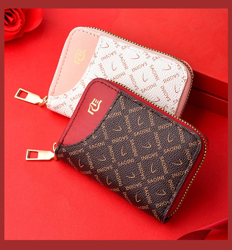 New Women's Small Wallet Premium Sense Personality Lady Credit Card Holder Fashion Multi-Slot Zipper Credit Card Wallet Women's