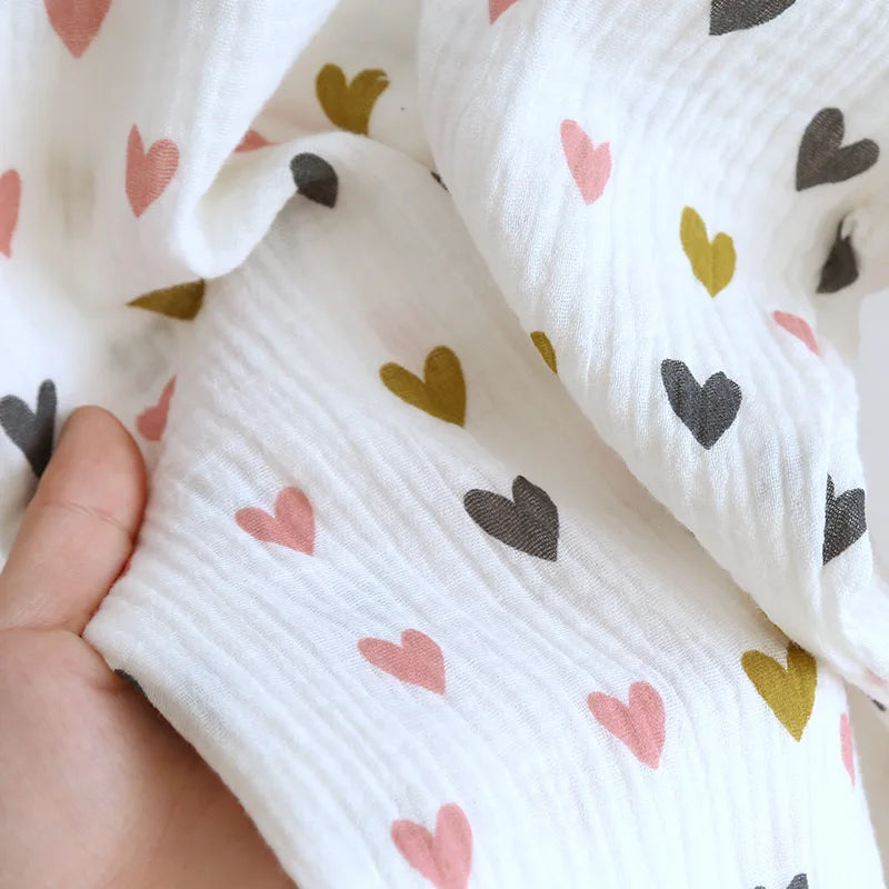 Small Love Heart Printed Cotton Pajamas for Women Three Piece Set Spring and Summer Short Sleeved Shorts Homewear Long Pants Set