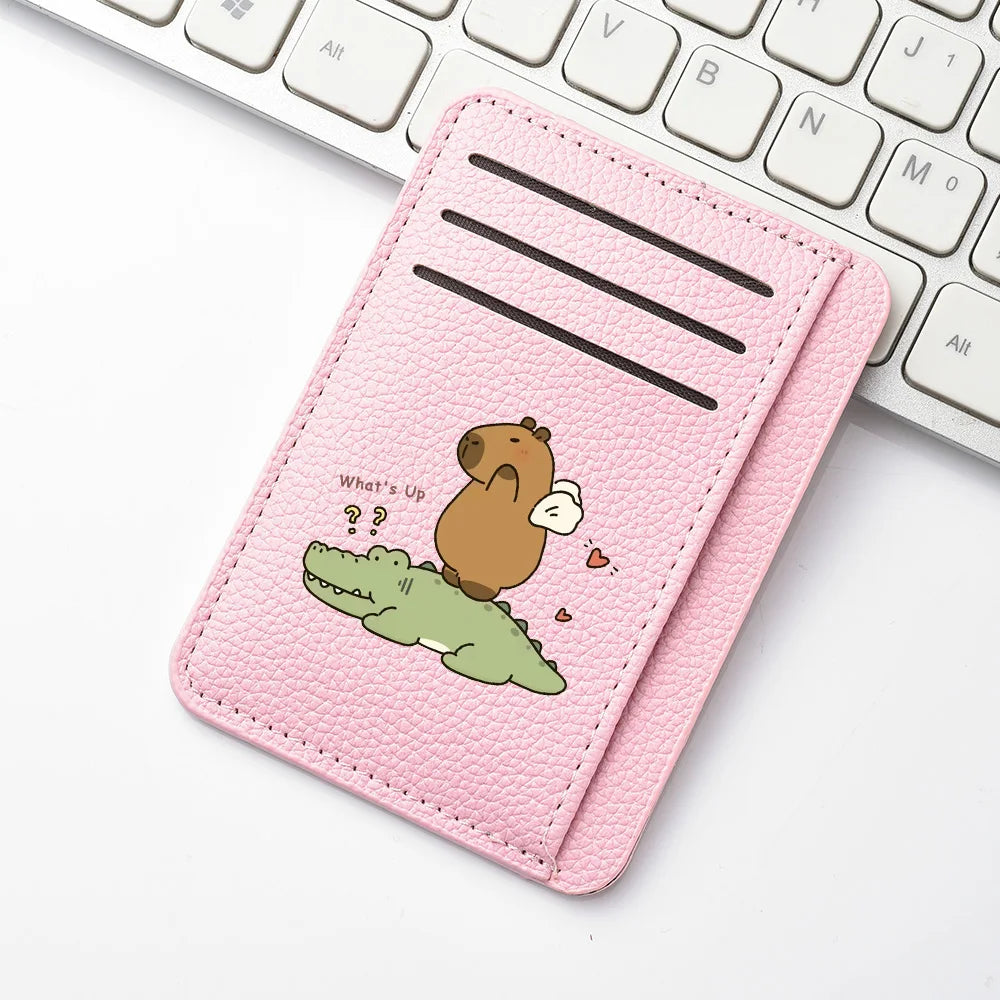 Women Ultra-thin Credit Card Holder PU Leather Multi Slot Cute Credit Card Bag