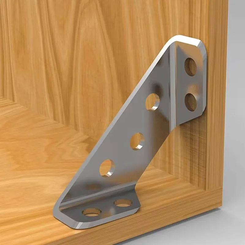 10/1set Corner Brackets Stainless Steel Furniture Angle Shelf Connector Cabinet Support Fixing Frame Corner Brace with Screw
