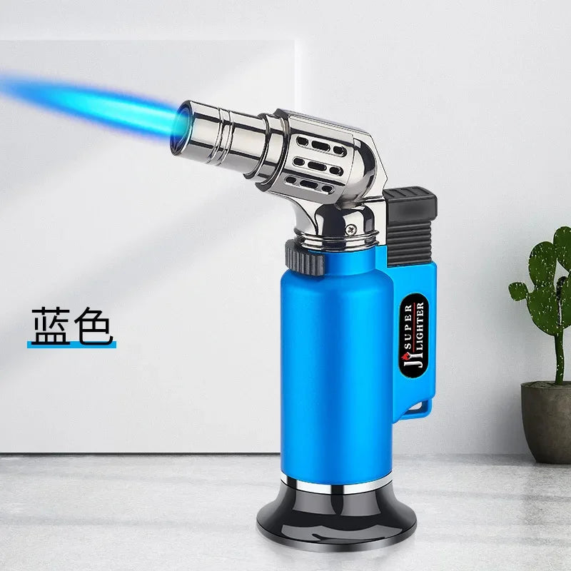 New Windproof Inflatable Lighter Metal Visible Window Jet Flame Turbine Outdoor Lighter Cigar Barbecue Camping Tool