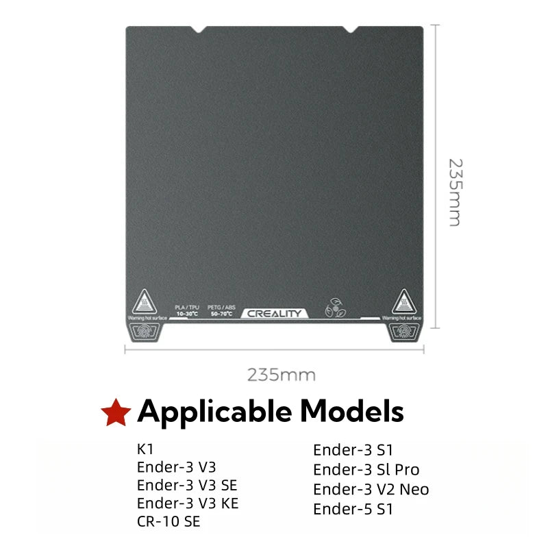 Creality Cold Printing Build Plate Low Temperature Double-Sided 235x235mm for K1/Ender-3KE/SE/Ender-3 V3/CR-10 SE/Ender-3 S1