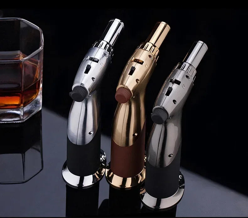 JOBON Metal Creative Double Fires Gas Torch Lighter Jet Flame Switching Open Flame Safety Lock Switch BBQ Cigar Lighters Smoking