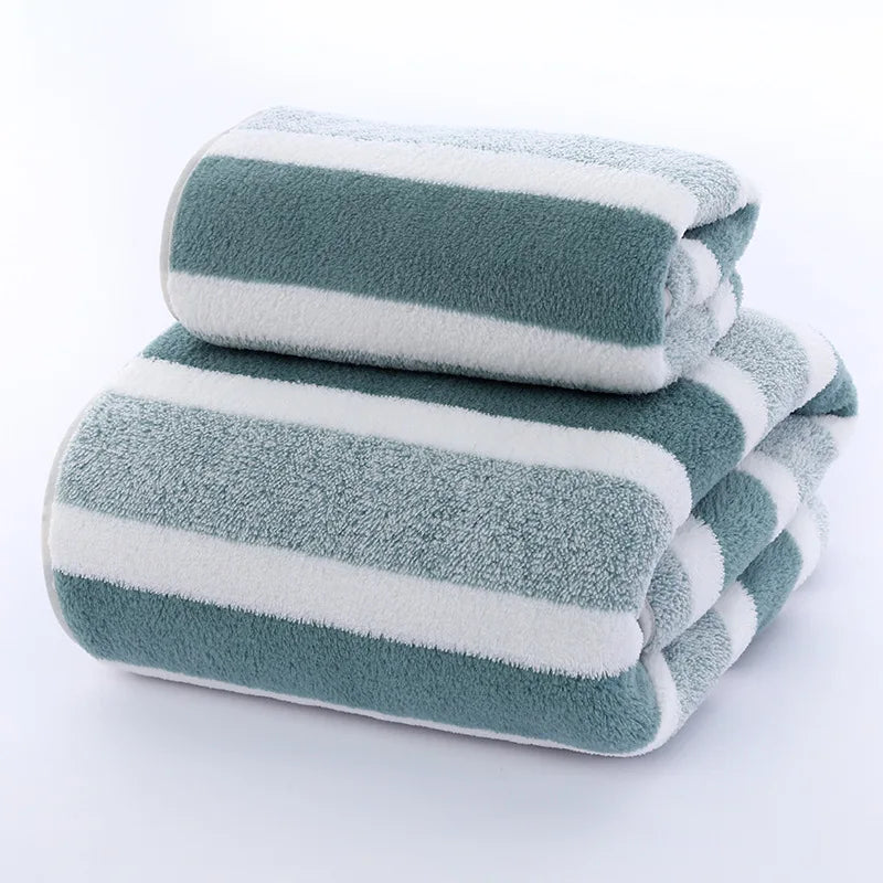 Striped Pattern Towel Set Soft Face Towel Bath Towel Quick Drying Absorbent Towels For Bathroom