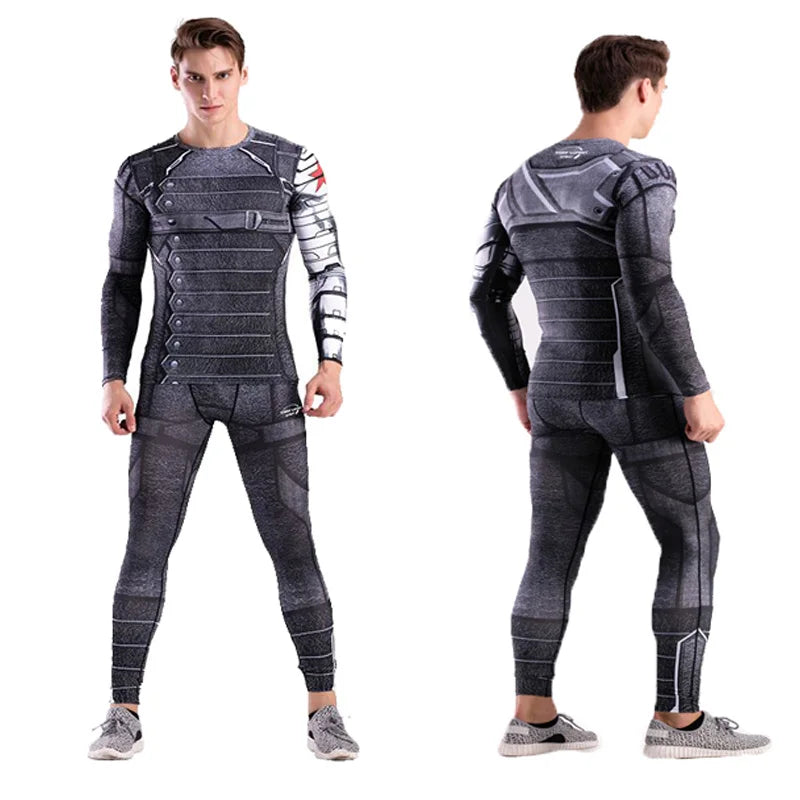 Rashguard Super T-Shirt Men's Long Sleeve Compression Tight Fitness Gym Sports Digital Printing Running Tracksuit Hero Jerseys