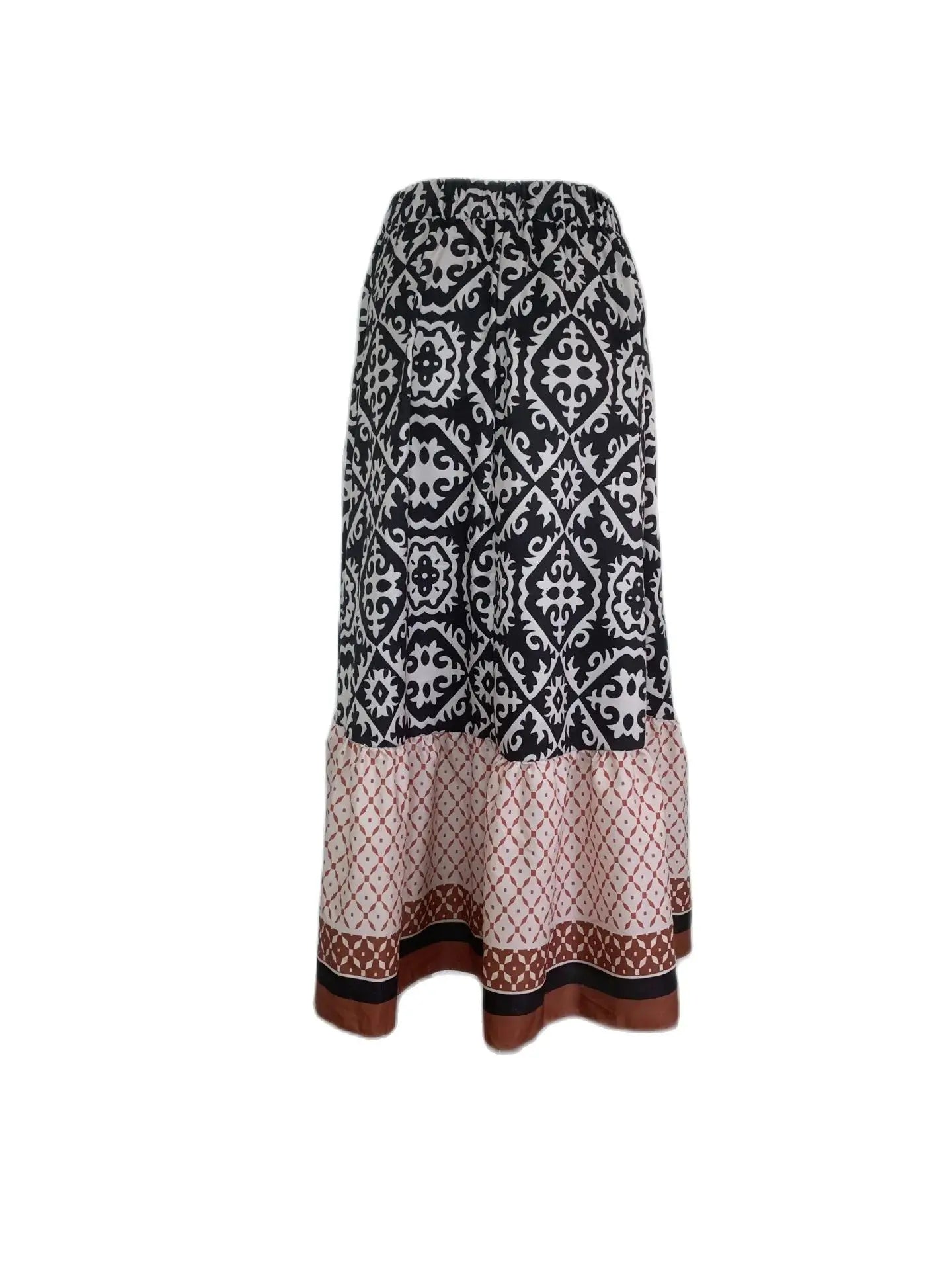 European and American foreign trade skirt independent station summer new printed loose stitching large swing skirt f