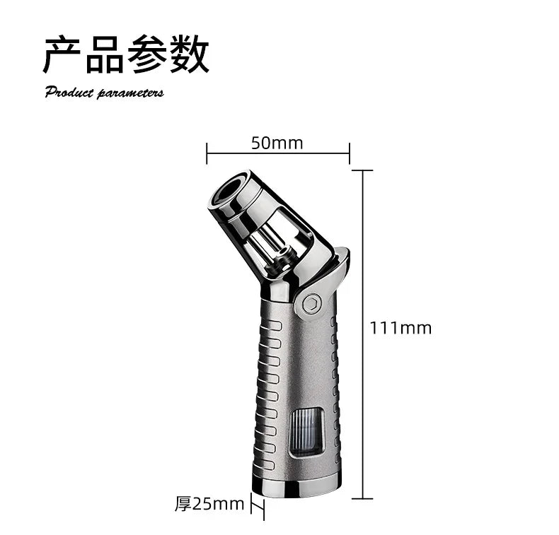 New Windproof Inflatable Lighter Metal Visible Window Jet Flame Turbine Outdoor Lighter Cigar Barbecue Camping Tool