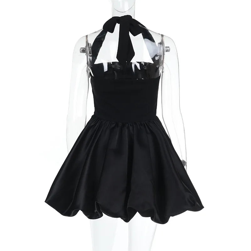 Ladies Summer Elegant Evening Party Dress Women Sleeveless Backless Halter Sexy Mini Dresses Night Club Streetwear Female Outfit