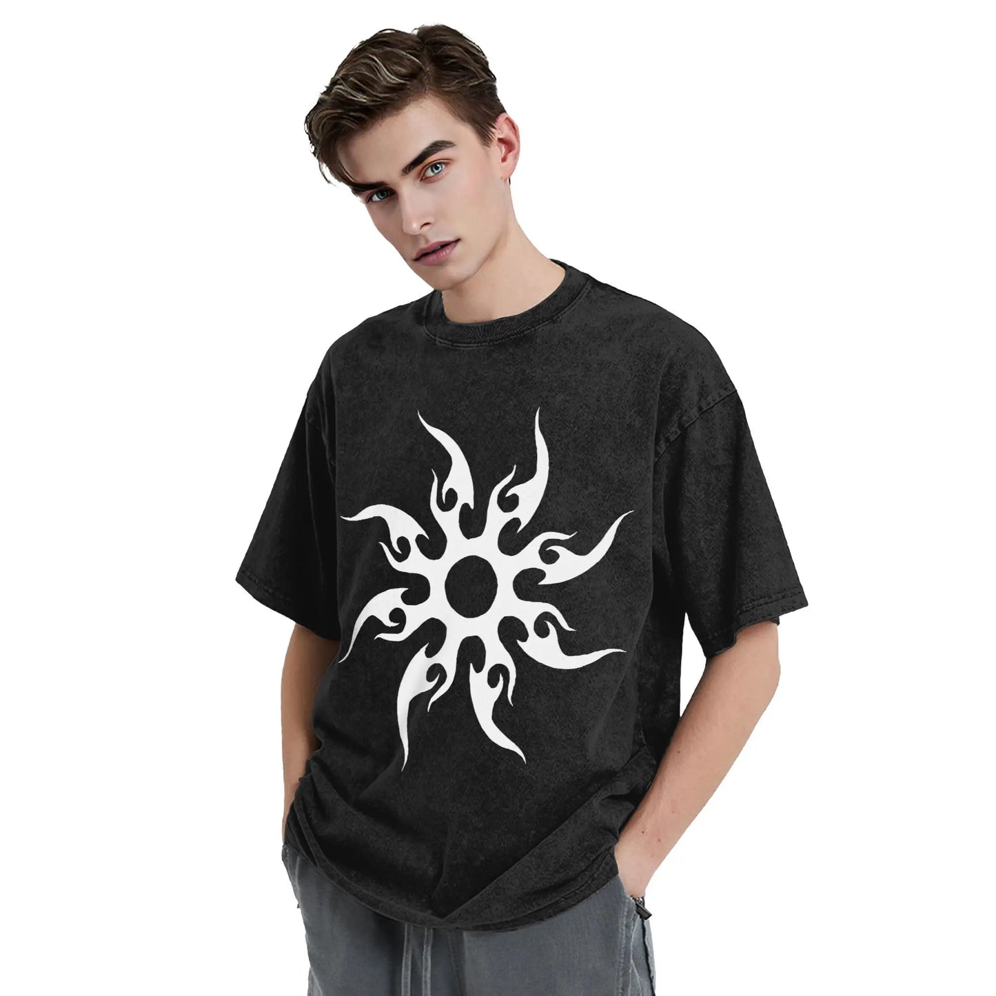 Oversized Washed T-Shirt Forsakens Cotton T-Shirts Meme Trendy Cool Tshirt for Men Beach Y2K Retro Casual Tees
