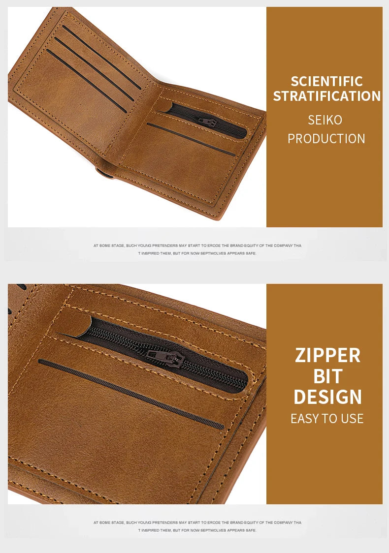 New Man PU Leather Wallet Business Card Holder Thin Business Credit Card Ldentity Holder Vintage Protection Bag Coin Wallet