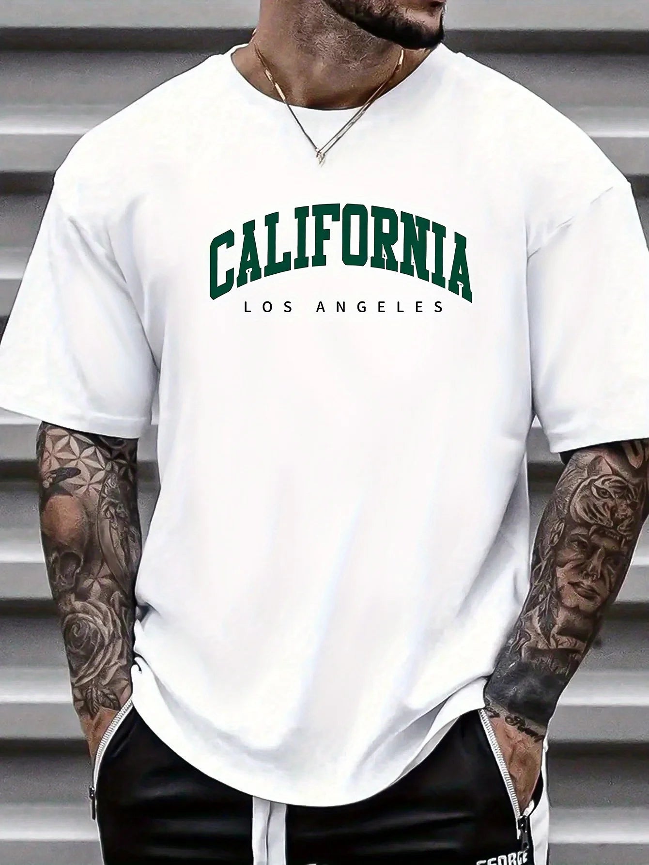 Summer Men's 100% Cotton Casual Sports Loose Large california letter Printed
