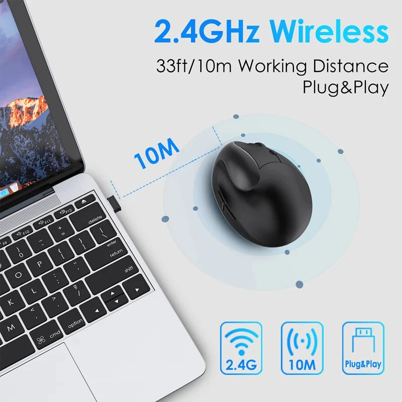 Xiaomi Vertical Grip Silent Wireless USB 2.4G Rechargeable Hand Designer Drawing Office Creative Ergonomic Mouse For Computers
