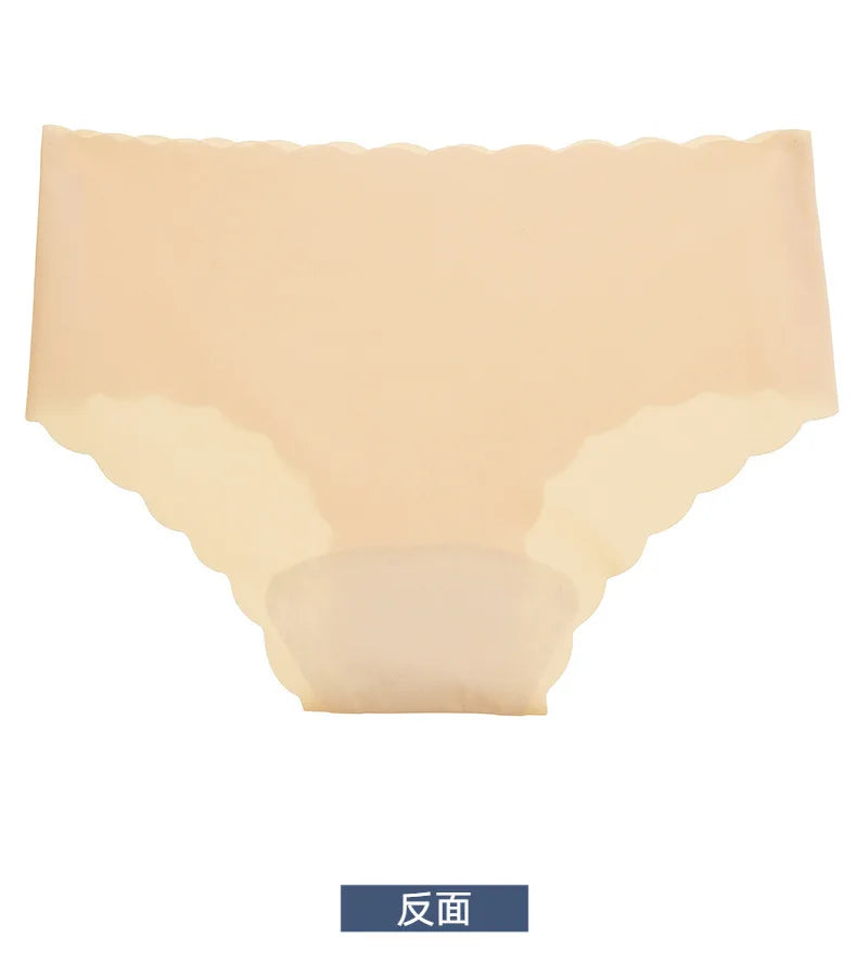 Women's Panties Ice Silk Seamless Women's Underwear Solid Pure Cotton Crotch Lightweight Breathable Soft Wavy Edge Women Briefs