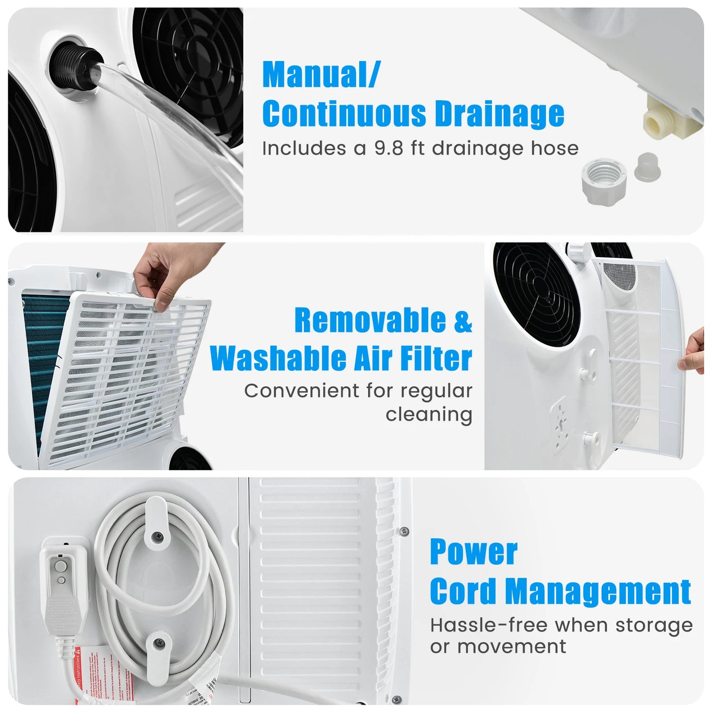 12,000 BTU Dual Hose Portable Air Conditioner 3-in-1 AC Unit w/ Remote Control