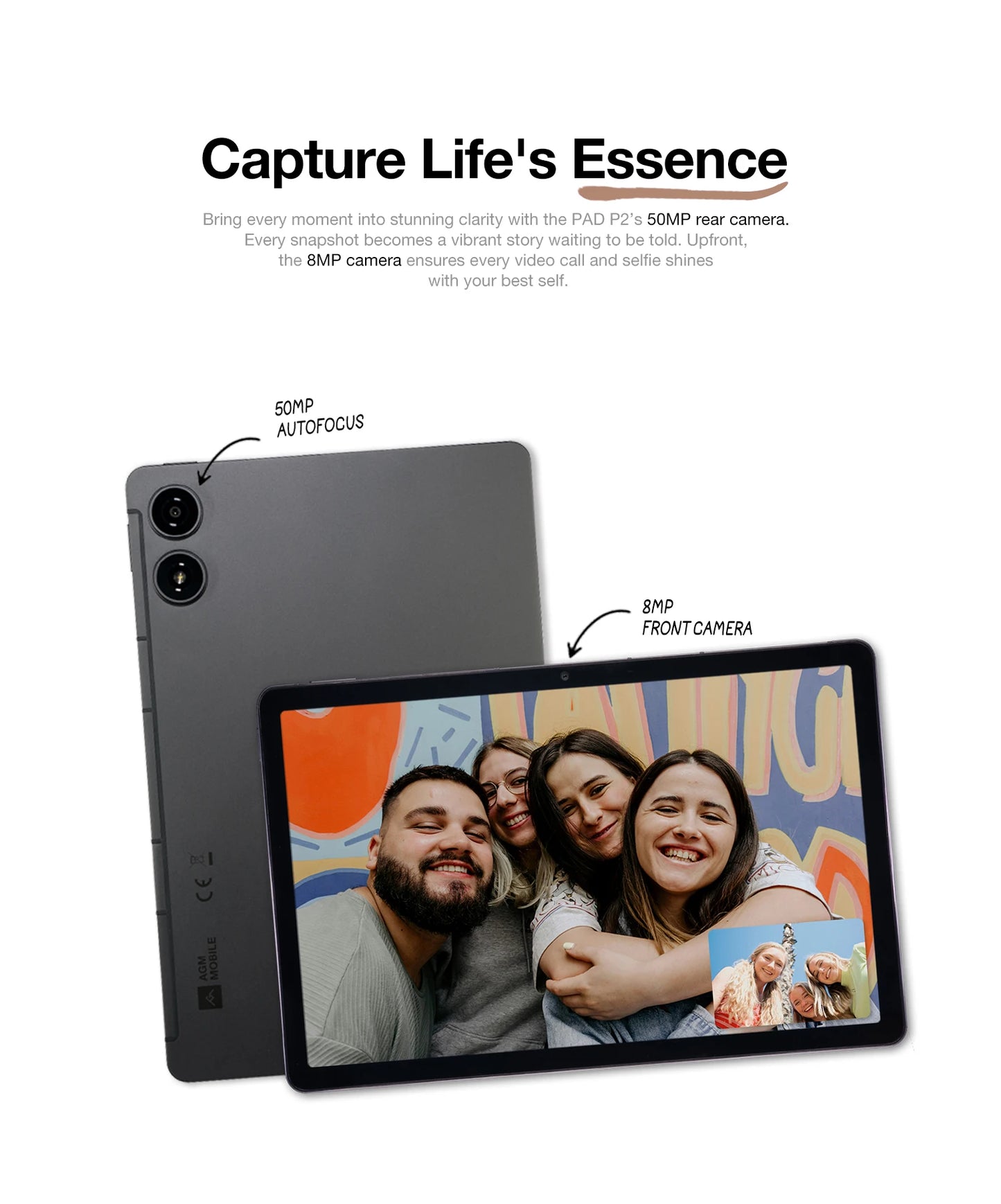 Tablet AGM PAD P2 8GB+256GB 11“ FHD Display 50MP Camera 7850MAh Battery MTK G99 480 Nit Brightness Widevine L1
