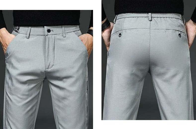 Men Slight Strech Breathable Casual Pants Male Korean Style Quick Drying Slacks Pants Chic Comfortable Formal Trousers