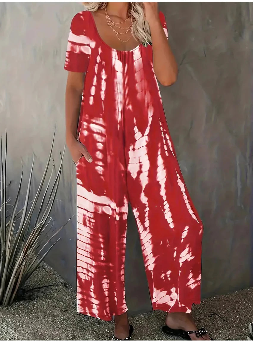 Plus Size 0XL-5XL Summer Rompers Overalls Women's Solid Color Jumpsuit with Pockets Casual Fashion Short Sleeve Jumpsuits