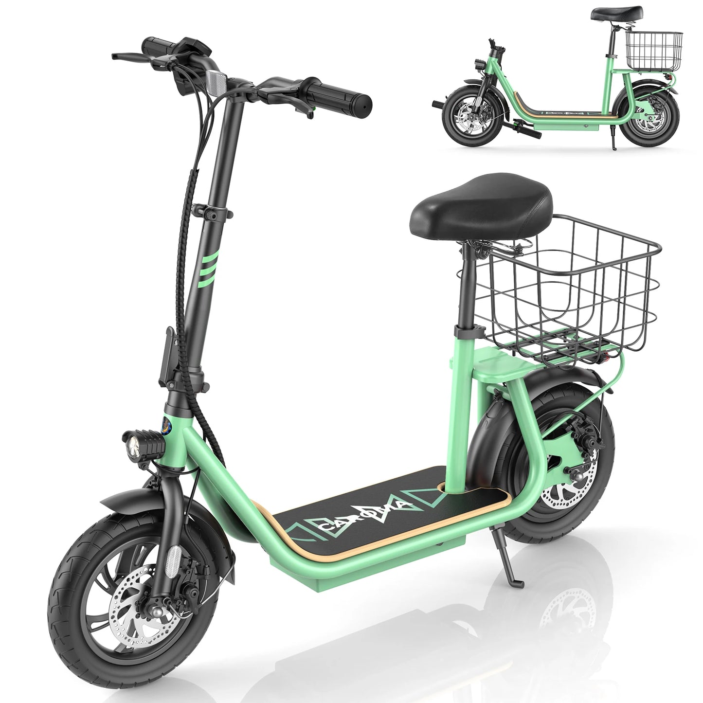 Caroma Electric Scooters for Adults and teens, 500W Peak Motor, 30 Miles Max Range, Foldable Electric Scooter and Detachable Ba