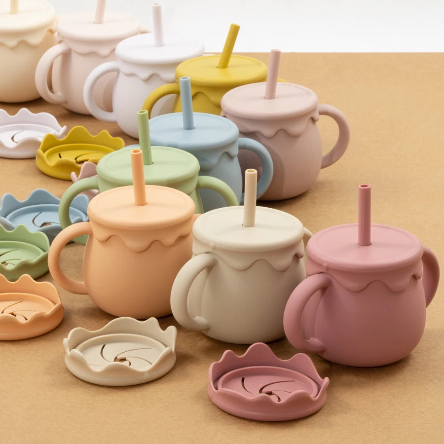 Baby Feeding Cups Portable Drinkware Sippy Cup Solid Food Container Snack Cup Toddlers Learning Cups Newborn supplies