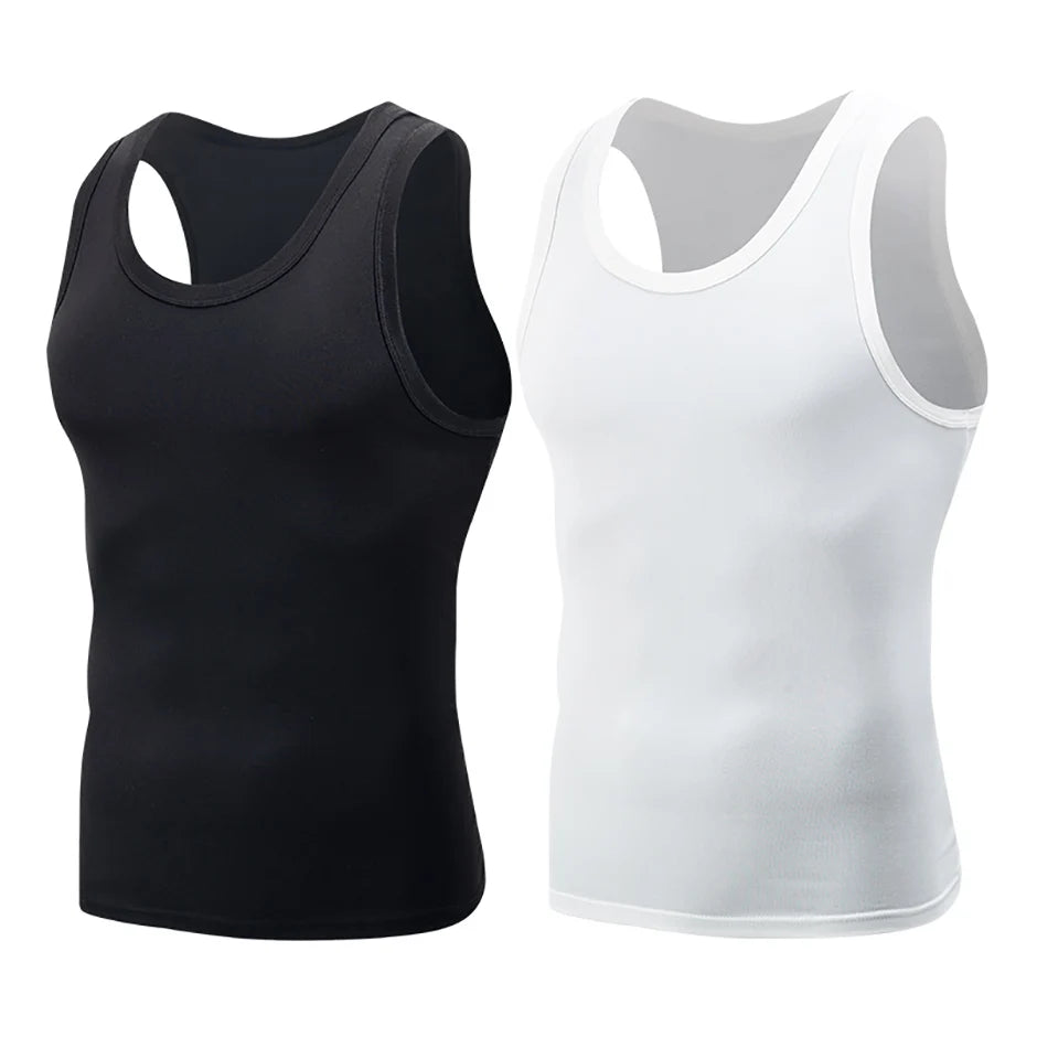 1/3/5 Pcs Men's Solid Color Simple Fashion Fitness Vest Plus Size Youth Sports Physical Education Class Sleeveless T-shirt Tight
