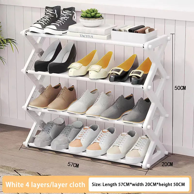 Household Simple MultiLayer Space-Saving X-Shaped Shoe Rack Dust-proof Storage shelf Multi-purpose For Student Dormitory Doorway